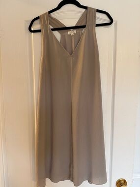 Aritzia Sleeveless V-Neck Taupe Mini Dress